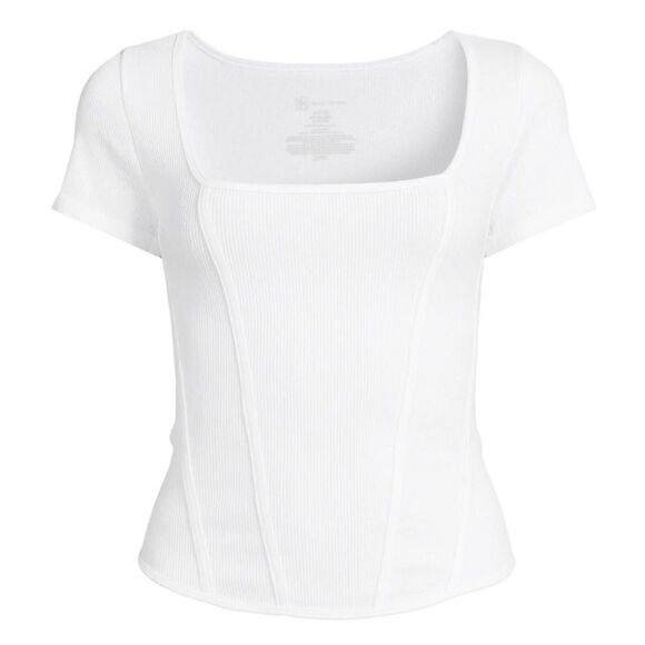 🔹️NWT White Corset Seamless Short Sleeve Top Large - Picture 3 of 9
